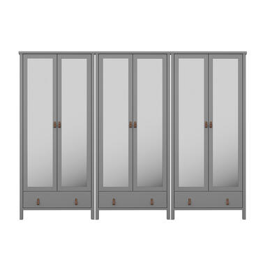 Hioshop Tromsø armoire de rangement 6 portes miroir 1 tiroir gris product