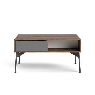 Hioshop Elly Table basse avec 1 tiroir et 3 tablettes de rangement marron-gris product