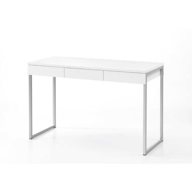 Hioshop Fula Bureau 3 tiroirs- blanc et acier product