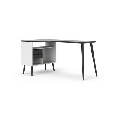 Hioshop Napoli Bureau d'angle avec 2 tiroirs et 3 espaces de rangement product