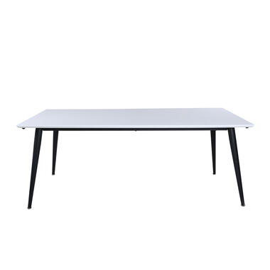 Hioshop Jimmy eetkamertafel 90x195/285cm met extra plaat HPL wit- zwart product