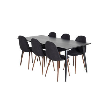 Hioshop Dipp180x90BLBL ensemble table- table noir et 6 Polar chaises noir product