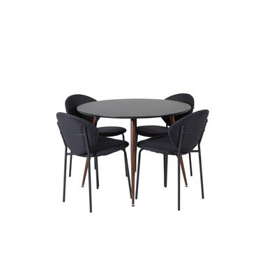 Hioshop PlazaBLWA100 ensemble table- table noir et 4 Vault chaises noir product