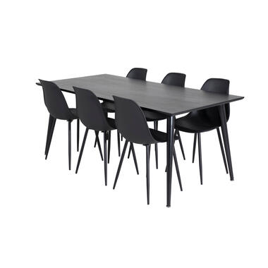 Hioshop Dipp180x90BLBL ensemble table- table noir et 6 Polar chaises noir product