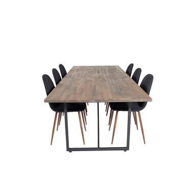 Hioshop Padang ensemble table- table teck et 6 Polar chaises noir product