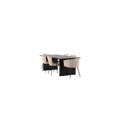 Hioshop Vail ensemble pour salle à manger table noir et 4 Limhamn chaises product