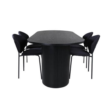 Hioshop BiancaBL ensemble table- table noir et 4 Vault chaises noir product