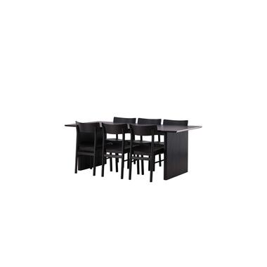 Hioshop Vail ensemble pour salle à manger table noir et 6 Montros chaises noir product