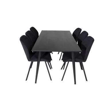 Hioshop Dipp180x90BLBL ensemble table- table noir et 6 Gemma chaises noir product