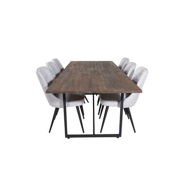 Hioshop Padang ensemble table- table teck et 6 Velvet Deluxe chaises product