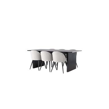 Hioshop Vail ensemble pour salle à manger table noir et 6 Velvet chaises product