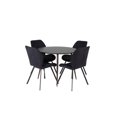 Hioshop PlazaBLWA100 ensemble table- table noir et 4 Gemma chaises noir product