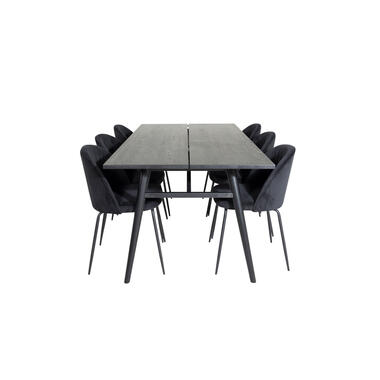 Hioshop Sleek ensemble table- table extensible longueur cm195 / 280 noir et 6 product