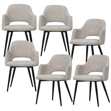 WOOOD eetkamerstoelen Ferdy - Polyester - Pearl - Set van 6 product