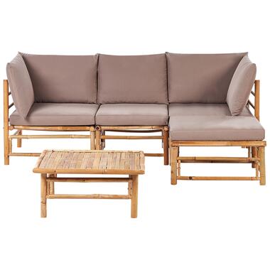 CERRETO - Loungeset 4-zits hoekbank - Taupe - Bamboehout product