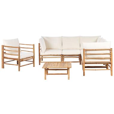 CERRETO - Loungeset 6-zits hoekbank - Wit - Bamboehout product