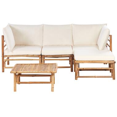 CERRETO - Loungeset 4-zits hoekbank - Wit - Bamboehout product