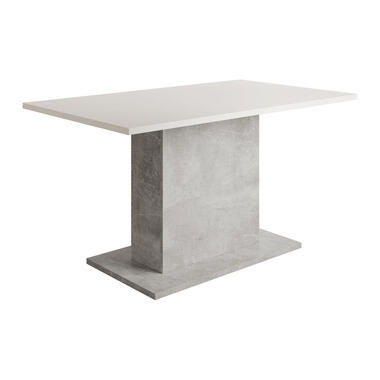 Meubella Eetkamertafel Tova - Wit - Grijs betonlook - 138 cm product