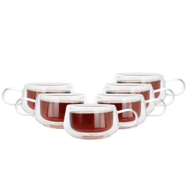 OTIX Dubbelwandige Koffieglazen met Oor Set van 6 Theeglazen 280ml product