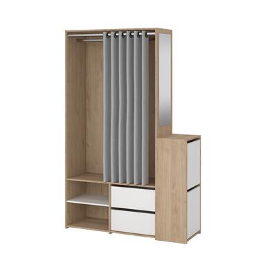 Hioshop Kit armoire de rangement ouvert- avec rideau- 2 tiroirs- meuble à product