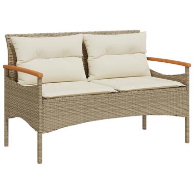 vidaXL Tuinbank met kussens 116x62,5x74 cm poly rattan beige product