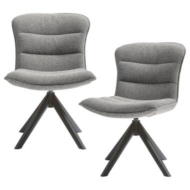 WOOOD draaibare eetkamerstoelen Nika - Polyester - Grijs - Set van 2 product