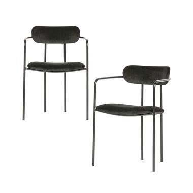 WOOOD eetkamerstoelen Ivy- Fluweel - Zwart - Set van 2 product