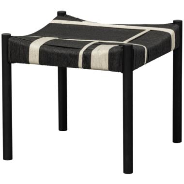 Tabouret - Bois De Manguier/Cordon - Noir/Blanc - 44x47x40 - WOOOD - Jessy product