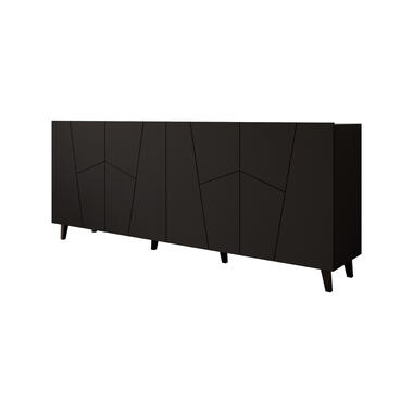 Meubella Dressoir Ezer - Mat zwart - 200 cm product