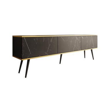 Meuble TV Orléans - Aspect marbre noir - 175 cm - Montant product