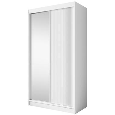 Meubella Kleerkast Bilbao - Wit - 120 cm - Met spiegel product