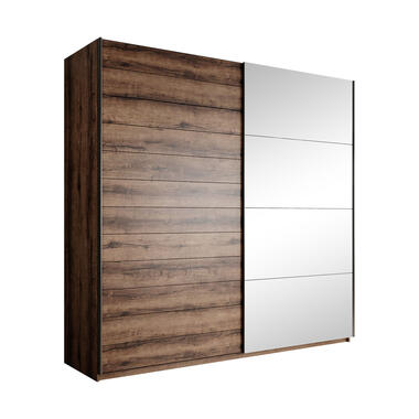 Meubella Kleerkast Brown - Eiken - 200 cm - Met spiegel product