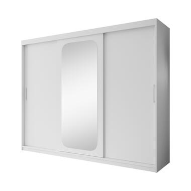 Meubella Kleerkast Pete - Wit - 250 cm - Met spiegel product