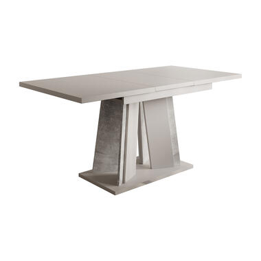 Meubella Eetkamertafel Delilah - Mat wit - Betonlook - 160 cm - Uitschuifbaar product