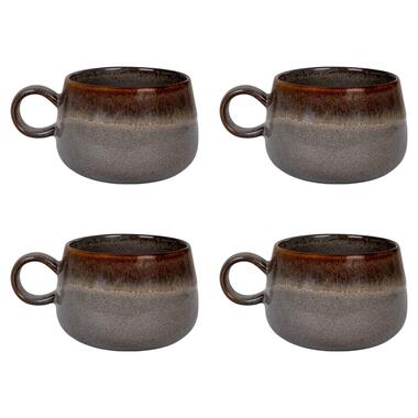 QUVIO Tasses à thé gris Selma - Céramique - Gris - Lot de 4 product