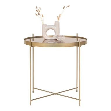 QUVIO Salontafel Emma - Rond - Staal - Glas - Ø48 cm - Goud product