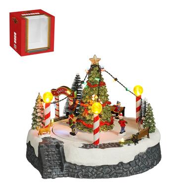 LuVille Kerstdorp Miniatuur Kerstboom Scène - L22 x B22 x H19 cm product