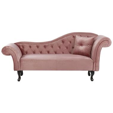 Chaise longue côté droit en velours rose LATTES product