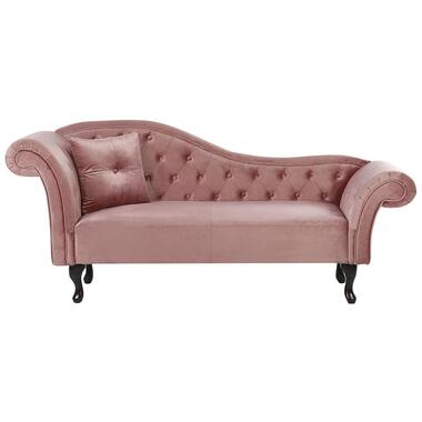Chaise longue côté gauche en velours rose LATTES product