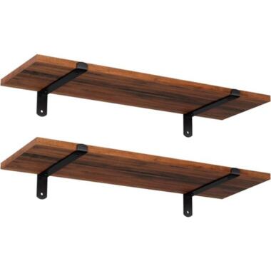 Wandplank, set van 2, 60x20x7cm, zwevende plank, bruin-zwart product