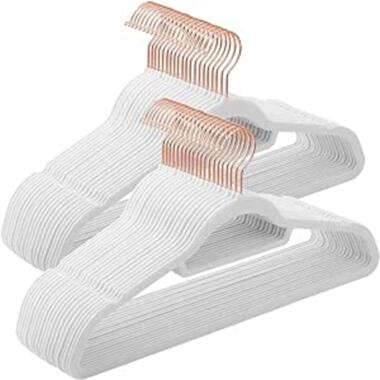 Parya Home kleerhangers, 50 stuks, fluweel, wit product