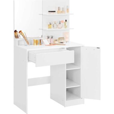 Parya Home coiffeuse avec miroir - 1 tiroir - 2 étagères - blanc product