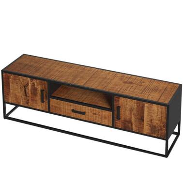 Meuble TV Mango Madeira 160cm - Cadre métallique et bois exotique - 50x160x40cm product