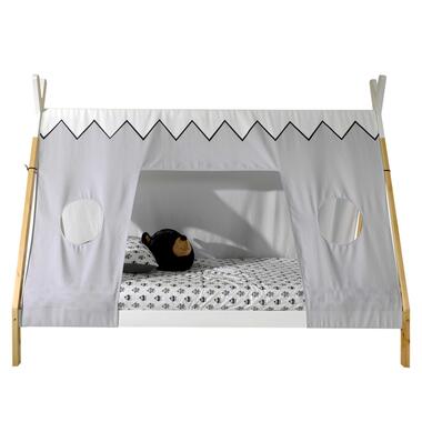 Lit tipi 90 x 200cm haut avec tente de lit - blanc/bois pin product