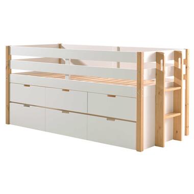 Lit banquette gigogne 90 x 200 avec 3 tiroirs - blanc/bois pin product