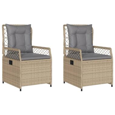 vidaXL Tuinstoelen 2 st verstelbaar poly rattan beige product