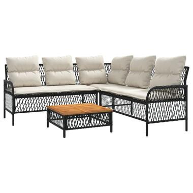 vidaXL 2-delige Loungeset met kussens poly rattan zwart product