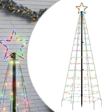 vidaXL Arbre de Noël lumineux avec piquets 220 LED coloré 180 cm product