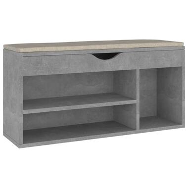 vidaXL Schoenenbank met kussen 104x30x49 cm bewerkt hout betongrijs product