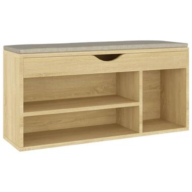 vidaXL Schoenenbank met kussen 104x30x49 cm bewerkt hout sonoma eiken product